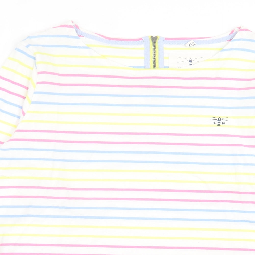 LIGHTHOUSE Womens Multicoloured Striped Cotton Basic T-Shirt Size 18 Crew Neck