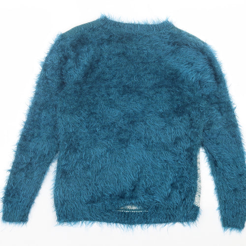 Miyoko Womens Blue Crew Neck Polyester Pullover Jumper Size S
