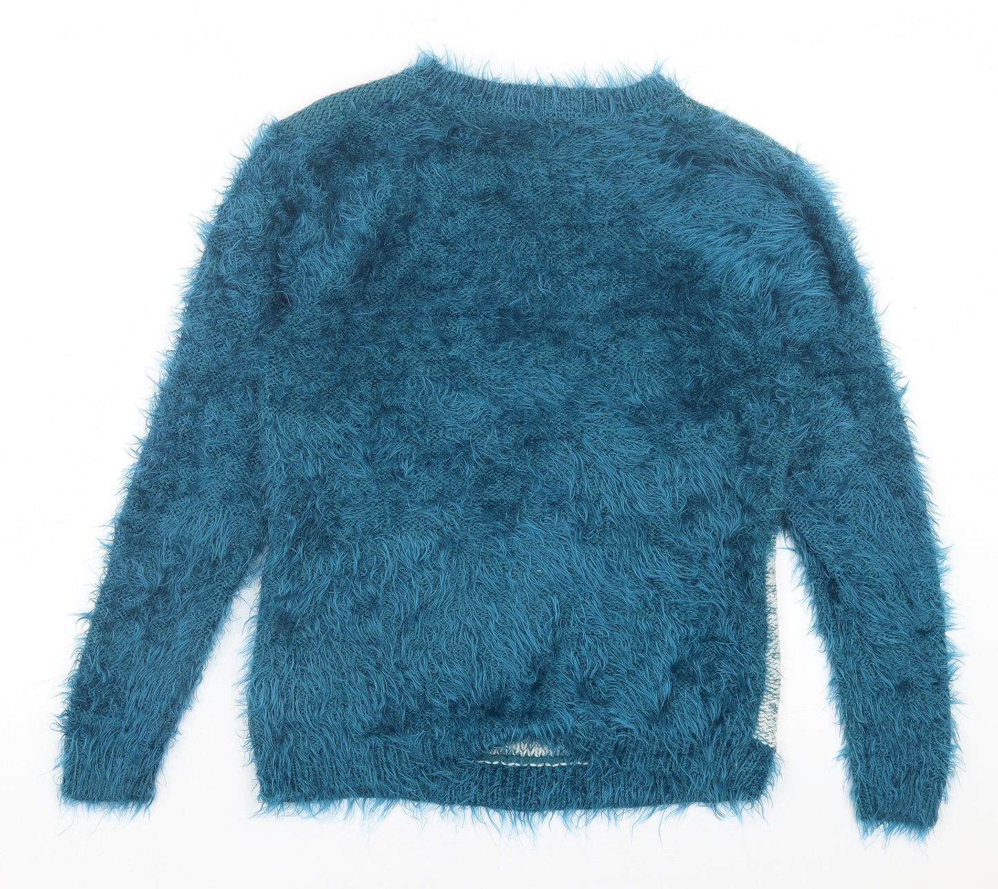 Miyoko Womens Blue Crew Neck Polyester Pullover Jumper Size S