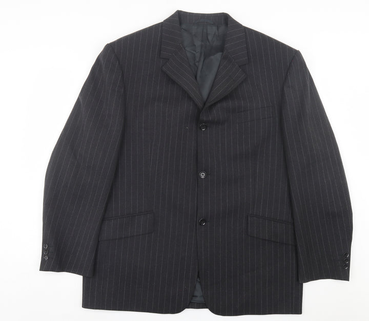 REMUS Mens Grey Striped Wool Jacket Suit Jacket Size 44