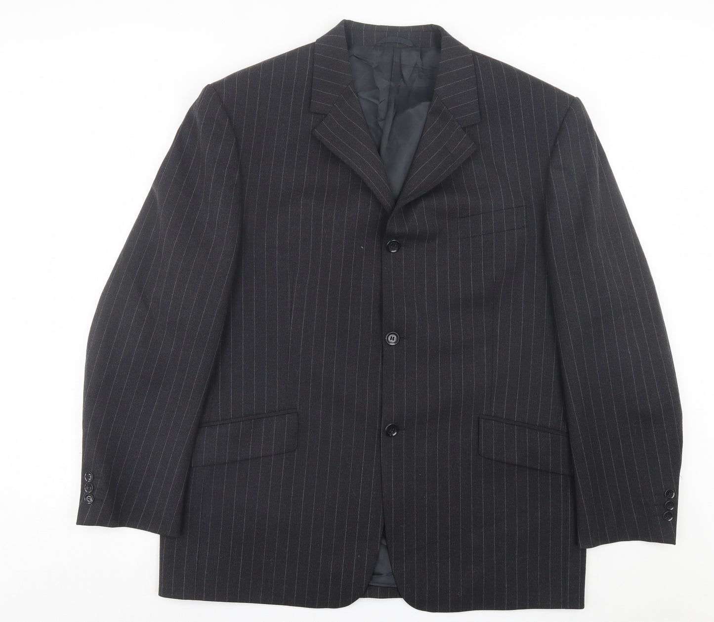 REMUS Mens Grey Striped Wool Jacket Suit Jacket Size 44
