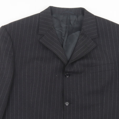 REMUS Mens Grey Striped Wool Jacket Suit Jacket Size 44