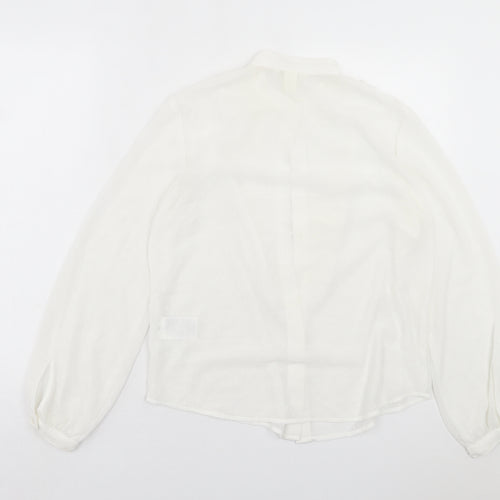 H&M Womens White Polka Dot Polyester Basic Button-Up Size 8 Crew Neck