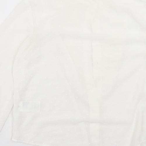 H&M Womens White Polka Dot Polyester Basic Button-Up Size 8 Crew Neck
