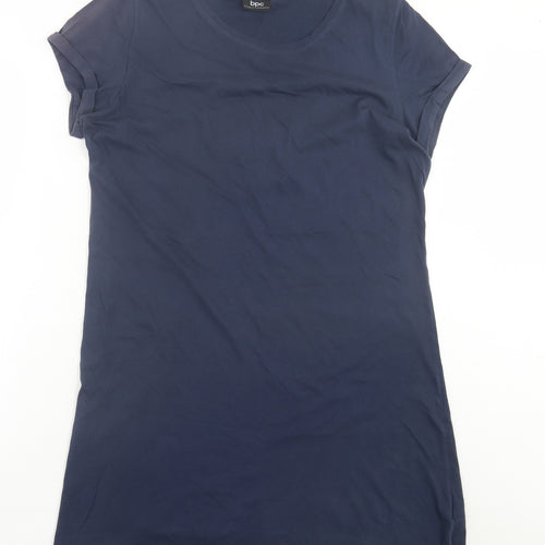 BPC Selection Womens Blue Cotton T-Shirt Dress Size L Crew Neck Pullover