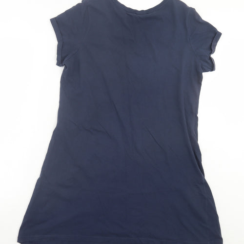 BPC Selection Womens Blue Cotton T-Shirt Dress Size L Crew Neck Pullover