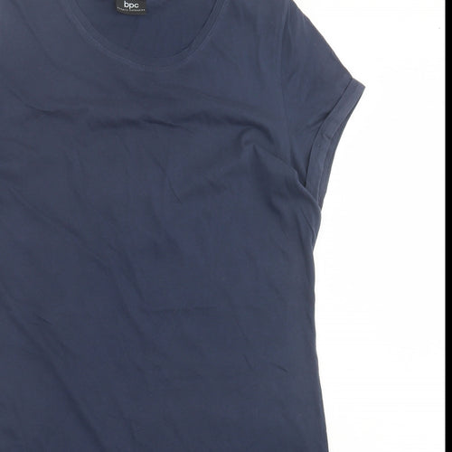 BPC Selection Womens Blue Cotton T-Shirt Dress Size L Crew Neck Pullover