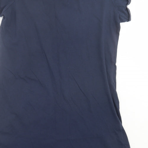 BPC Selection Womens Blue Cotton T-Shirt Dress Size L Crew Neck Pullover
