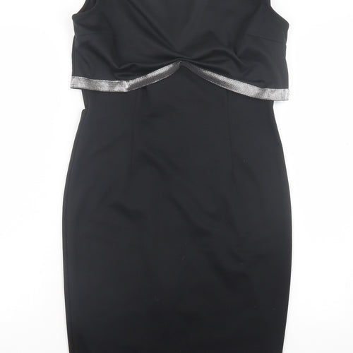 Papaya Womens Black Polyester Bodycon Size 10 Boat Neck Pullover