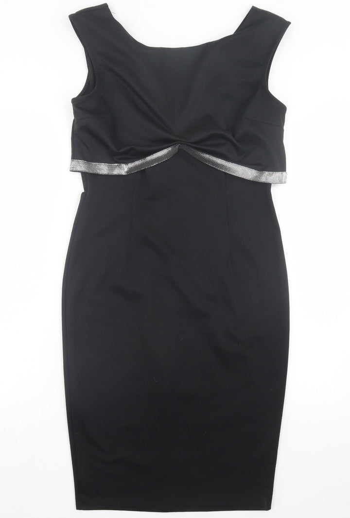 Papaya Womens Black Polyester Bodycon Size 10 Boat Neck Pullover