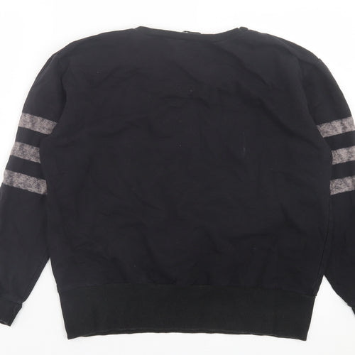 Quiz Womens Black Cotton Pullover Sweatshirt Size S Pullover
