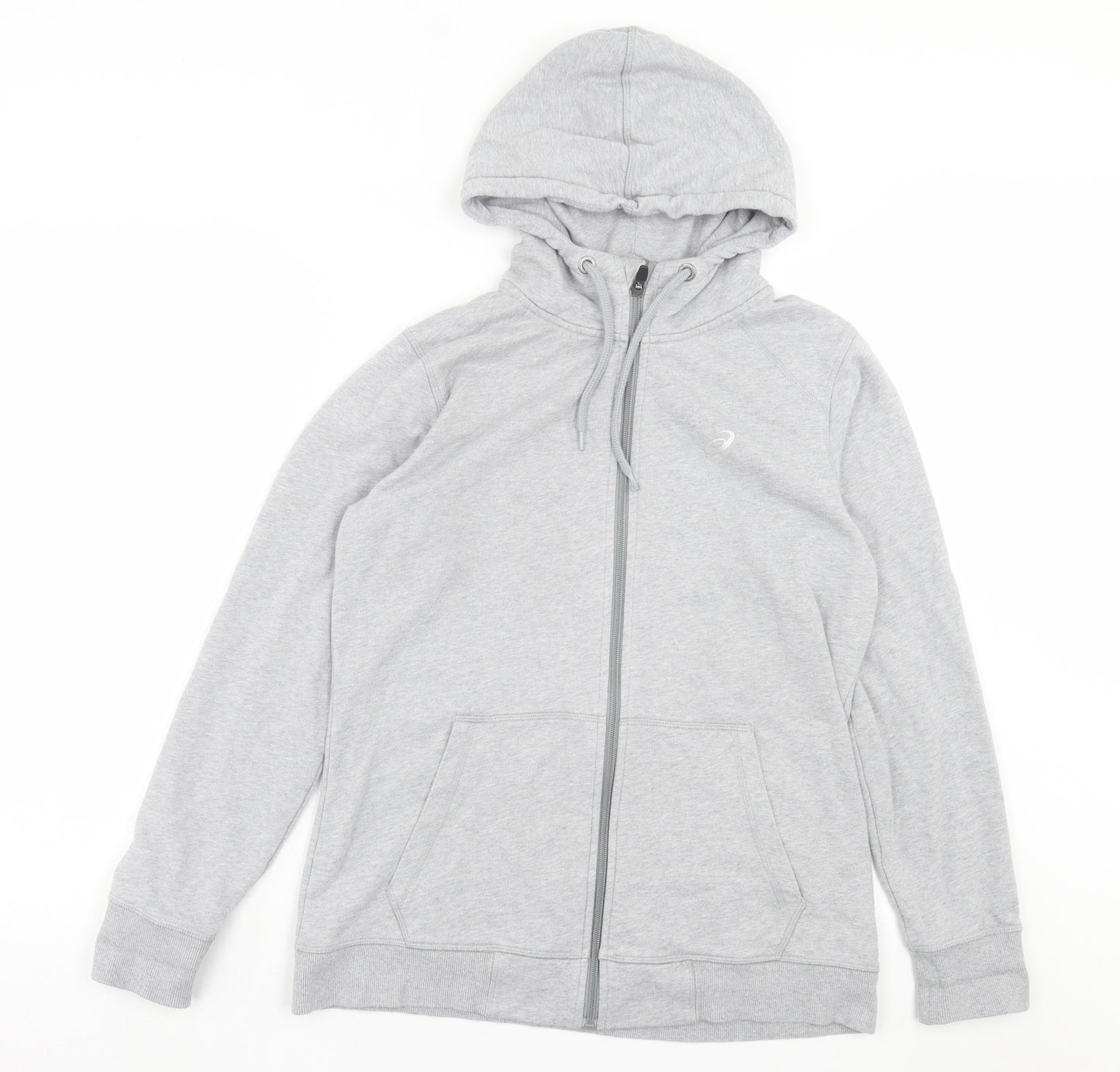 ASICS Mens Grey Cotton Full Zip Hoodie Size L