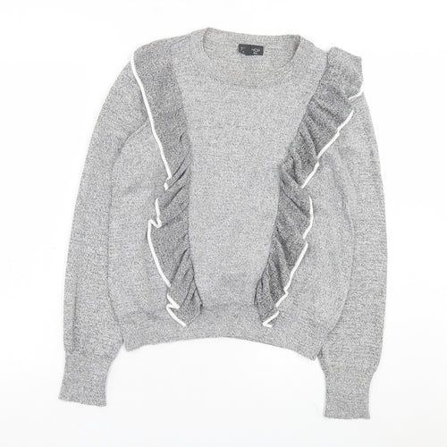 Topshop Womens Grey Crew Neck Viscose Pullover Jumper Size 14