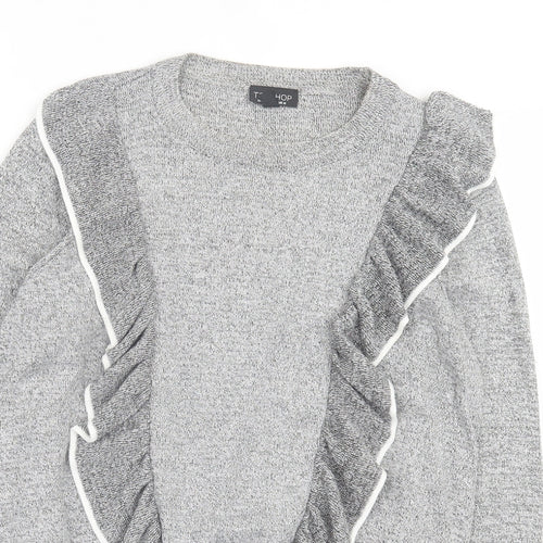 Topshop Womens Grey Crew Neck Viscose Pullover Jumper Size 14