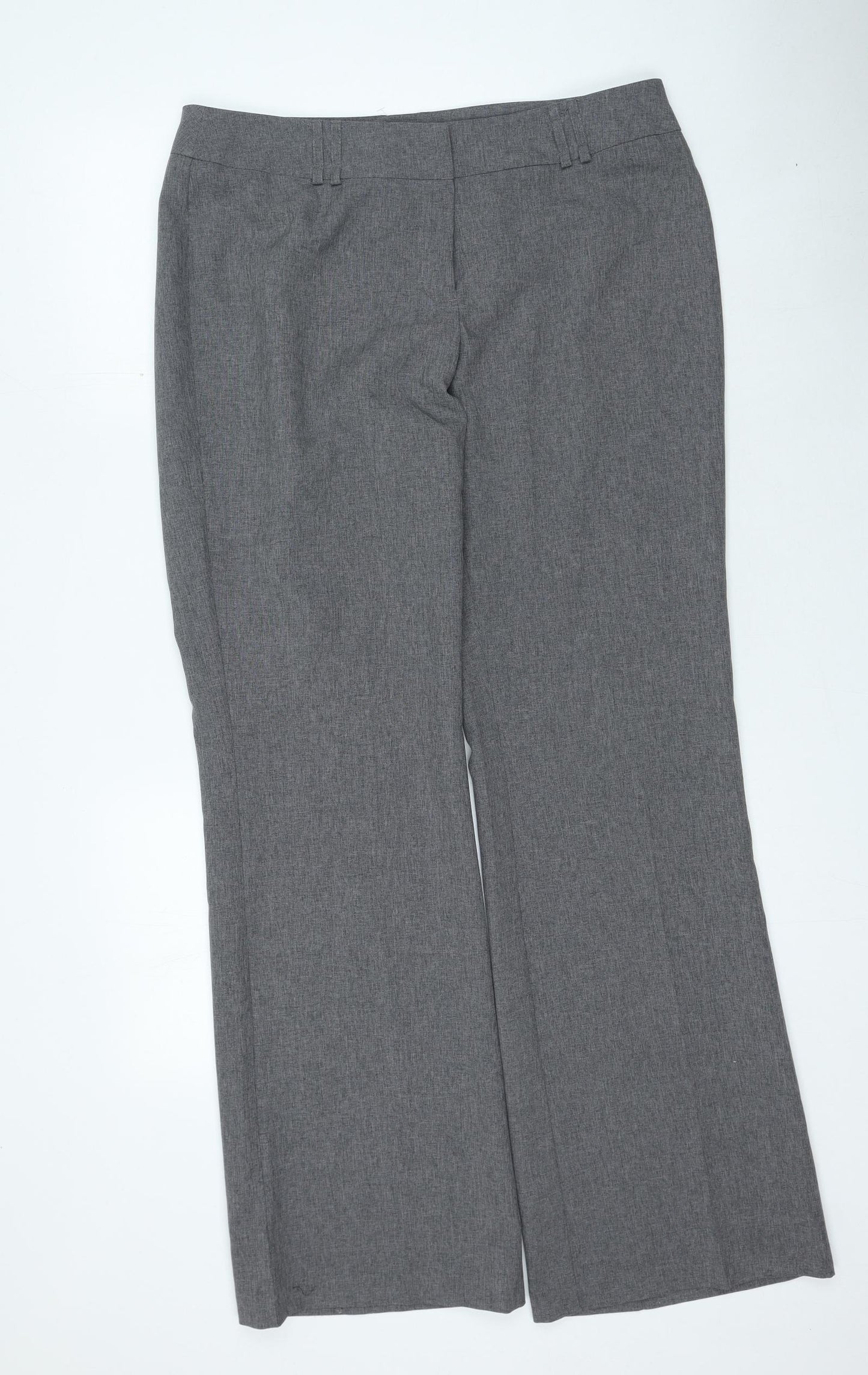 F&F Womens Grey Polyester Trousers Size 14 L32 in Regular