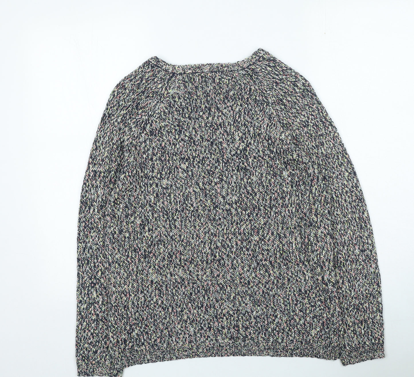 Marks and Spencer Womens Multicoloured V-Neck Acrylic Pullover Jumper Size 14