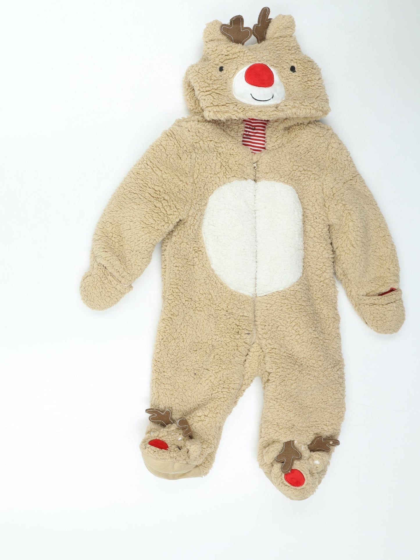 Primark Baby Beige Polyester Babygrow One-Piece Size 6-9 Months - Reindeer
