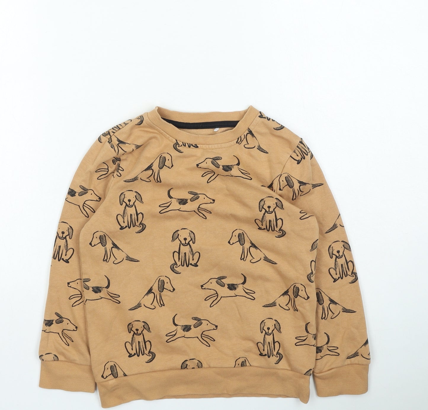 George Boys Brown Vinyl Pullover Sweatshirt Size 5-6 Years - dog