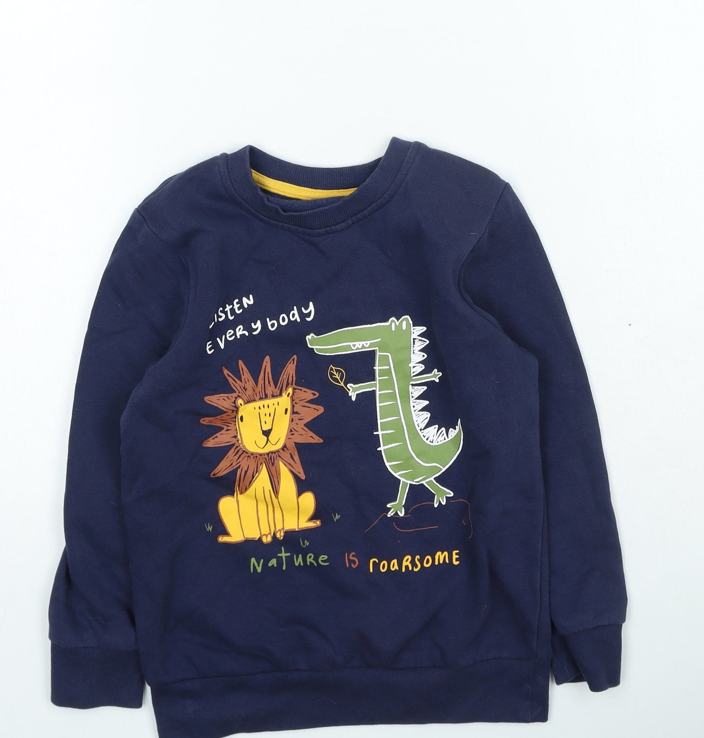 George Boys Blue Cotton Pullover Sweatshirt Size 5-6 Years - animals