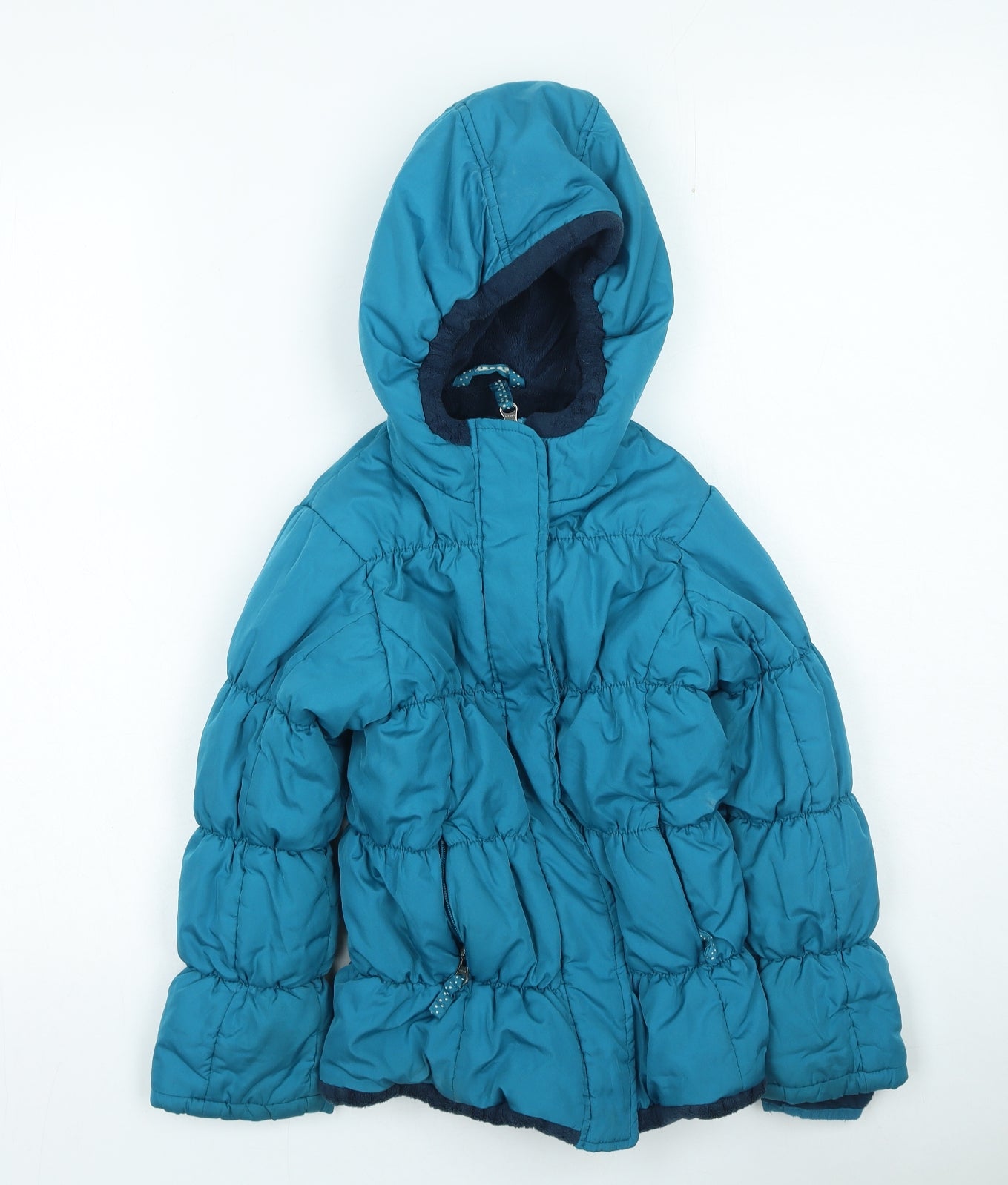 landsend Girls Blue Puffer Jacket Coat Size 5-6 Years