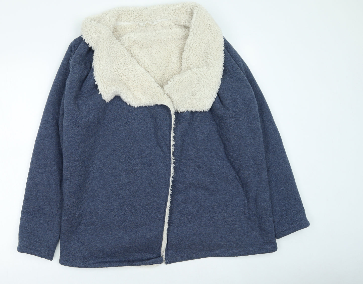 Marks and Spencer Womens Blue Round Neck Cotton Cardigan Jumper Size 12