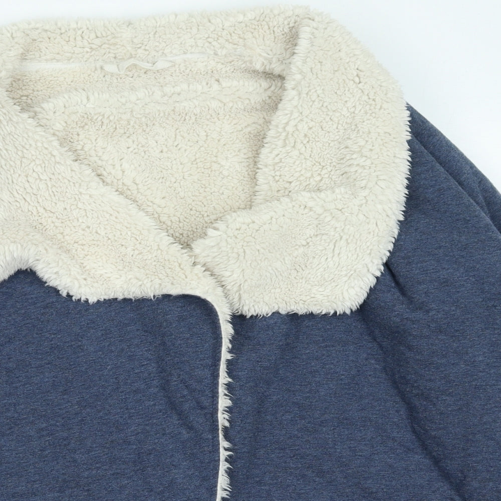 Marks and Spencer Womens Blue Round Neck Cotton Cardigan Jumper Size 12