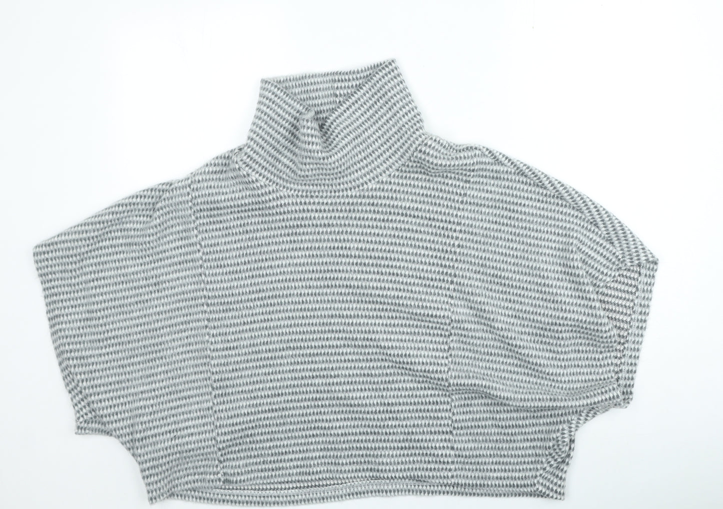 Preworn Womens Grey High Neck Geometric Acrylic Shrug Jumper One Size