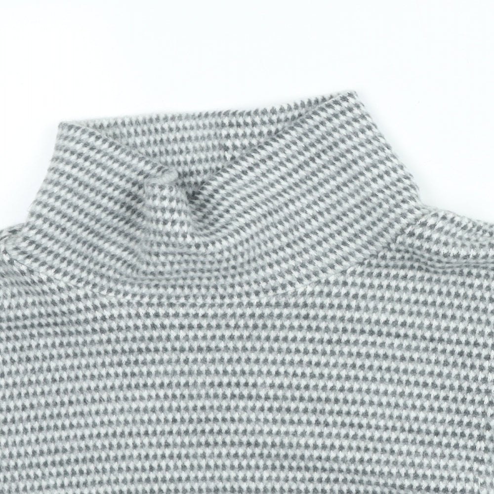 Preworn Womens Grey High Neck Geometric Acrylic Shrug Jumper One Size