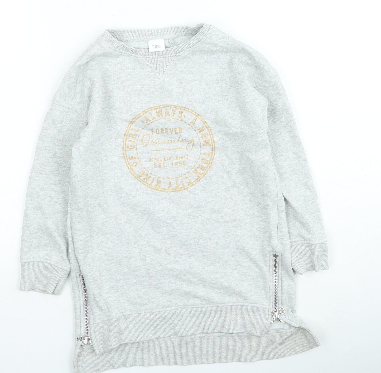 NEXT Girls Grey Cotton Pullover Sweatshirt Size 6 Years