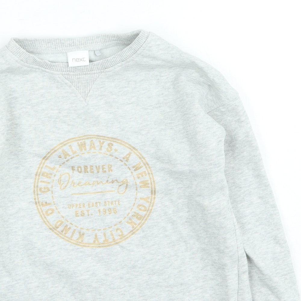 NEXT Girls Grey Cotton Pullover Sweatshirt Size 6 Years