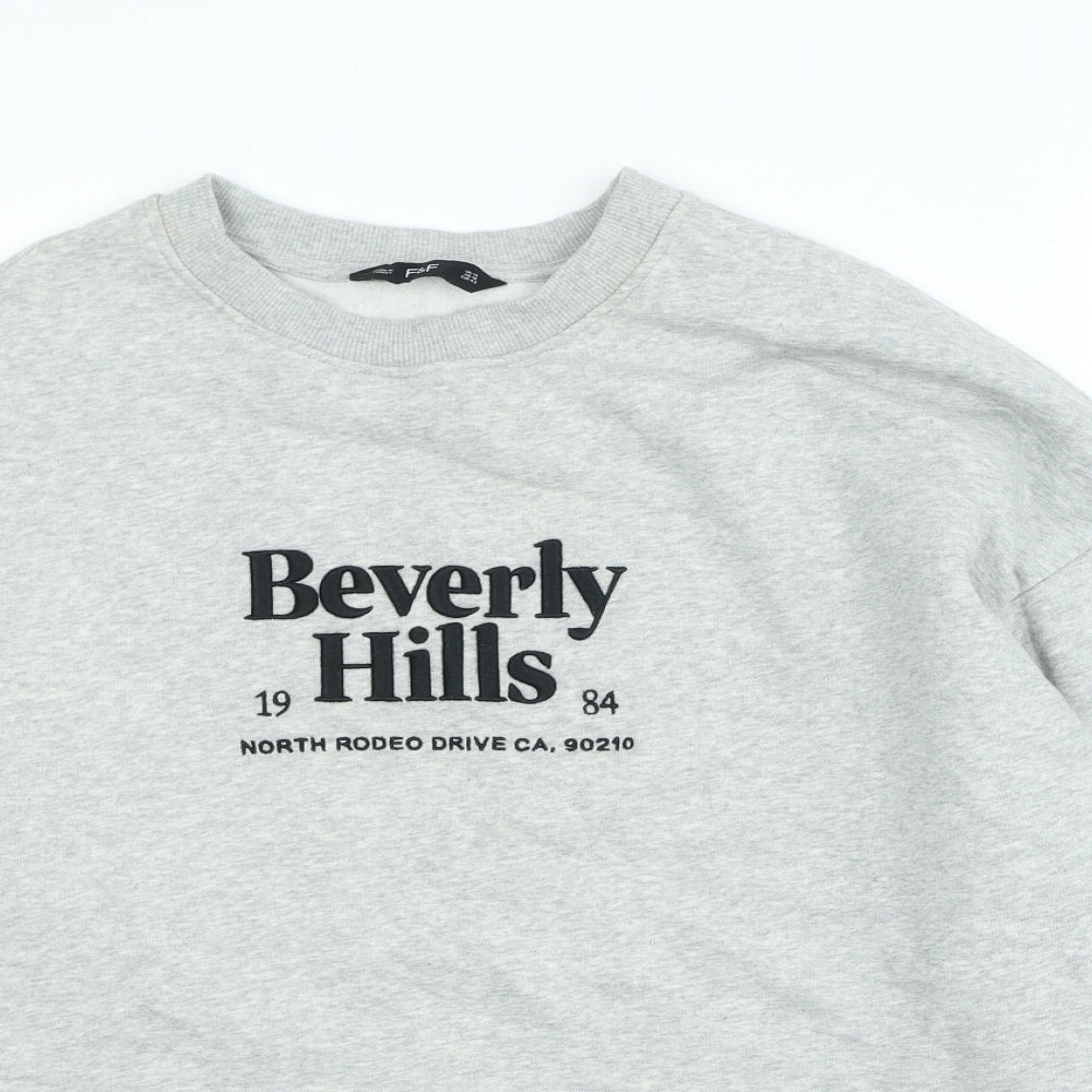 F&F Womens Grey Polyester Pullover Sweatshirt Size 14