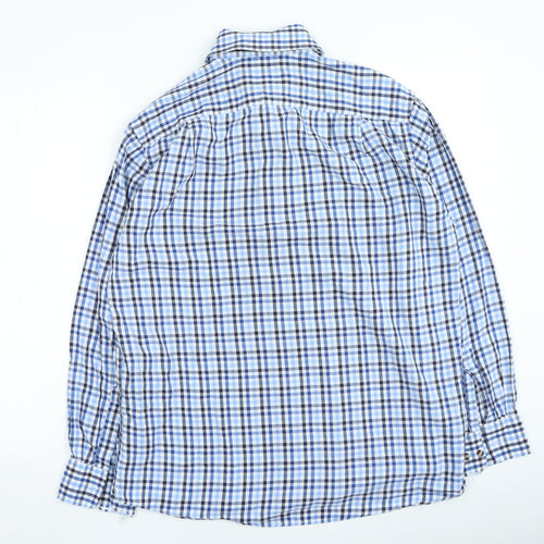 Marks and Spencer Mens Blue Check Polyester Button-Up Size 41 Collared
