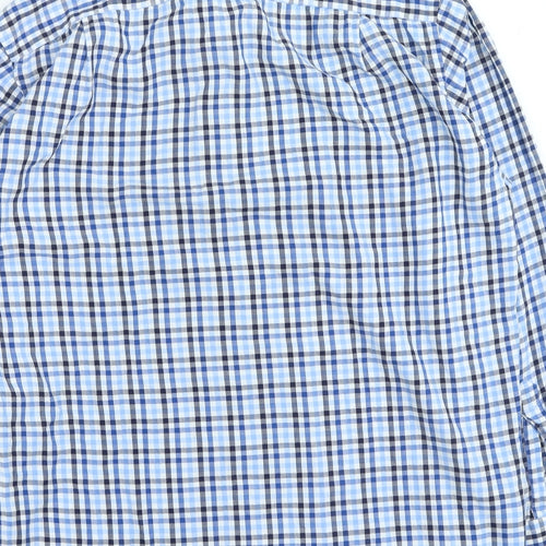 Marks and Spencer Mens Blue Check Polyester Button-Up Size 41 Collared