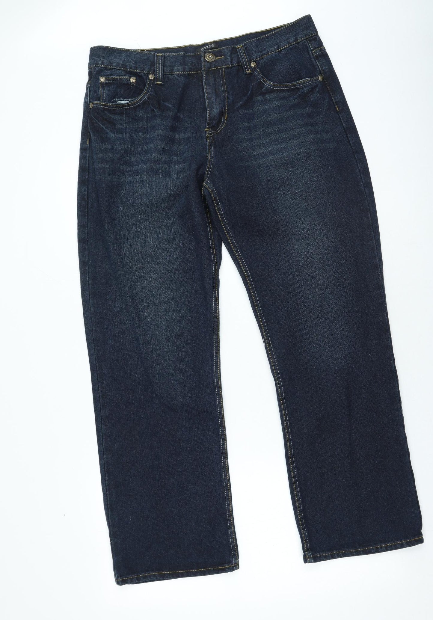 Dunnes Stores Womens Blue Cotton Straight Jeans Size 38 in L29 in Regular
