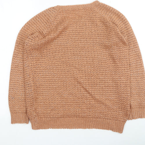 TU Womens Orange Round Neck Acrylic Pullover Jumper Size 12