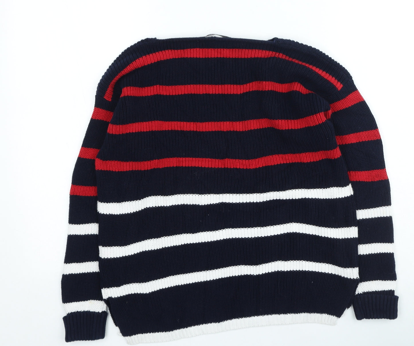 Marks and Spencer Womens Multicoloured Round Neck Striped Cotton Pullover Jumper Size M
