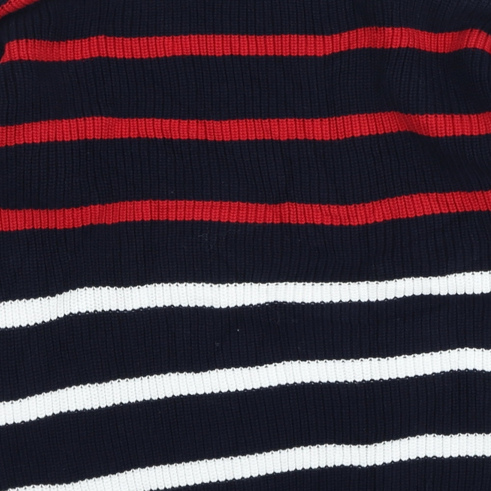 Marks and Spencer Womens Multicoloured Round Neck Striped Cotton Pullover Jumper Size M