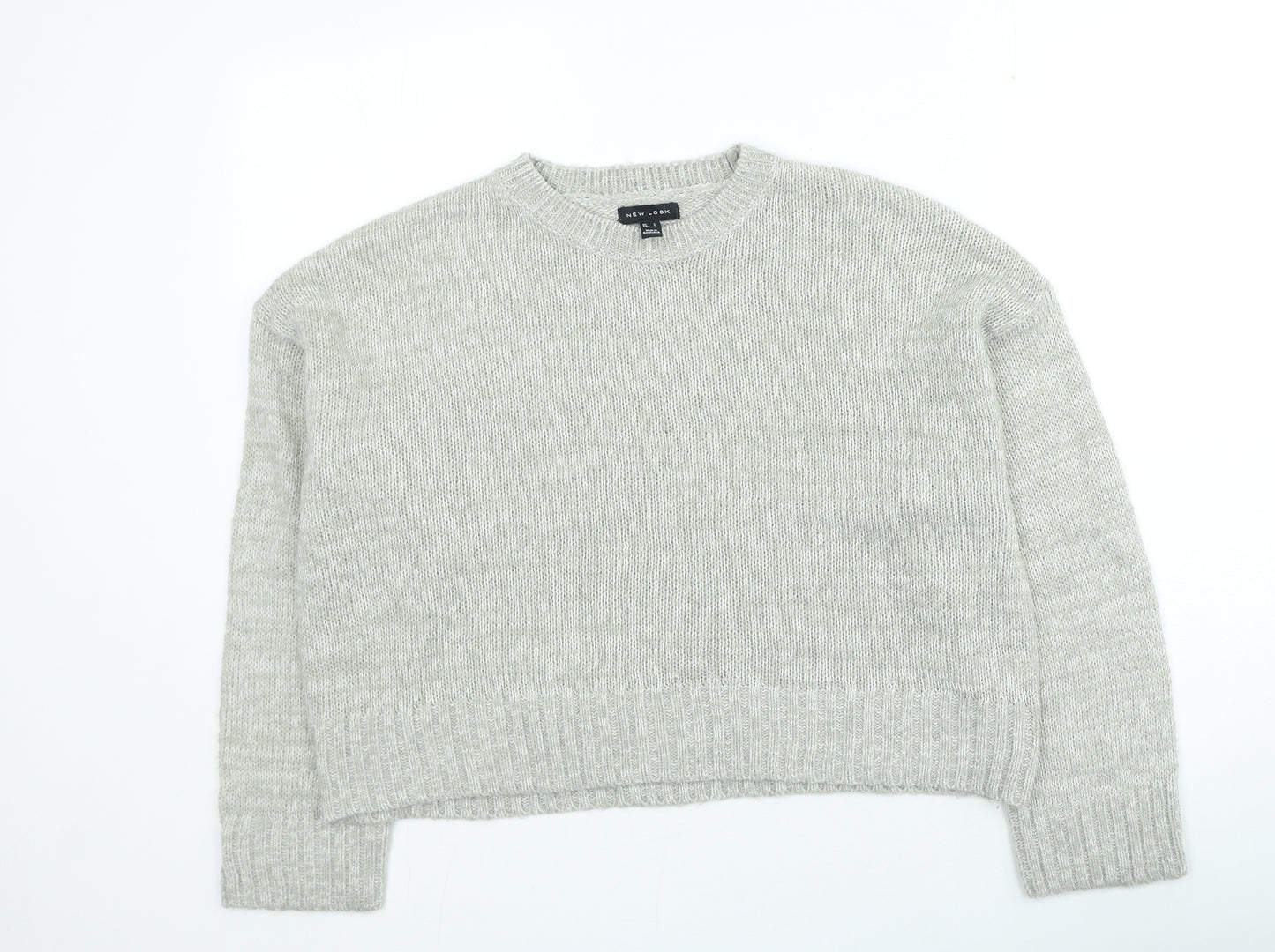 New Look Womens Grey Round Neck Acrylic Pullover Jumper Size L