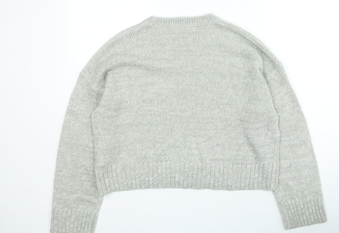 New Look Womens Grey Round Neck Acrylic Pullover Jumper Size L