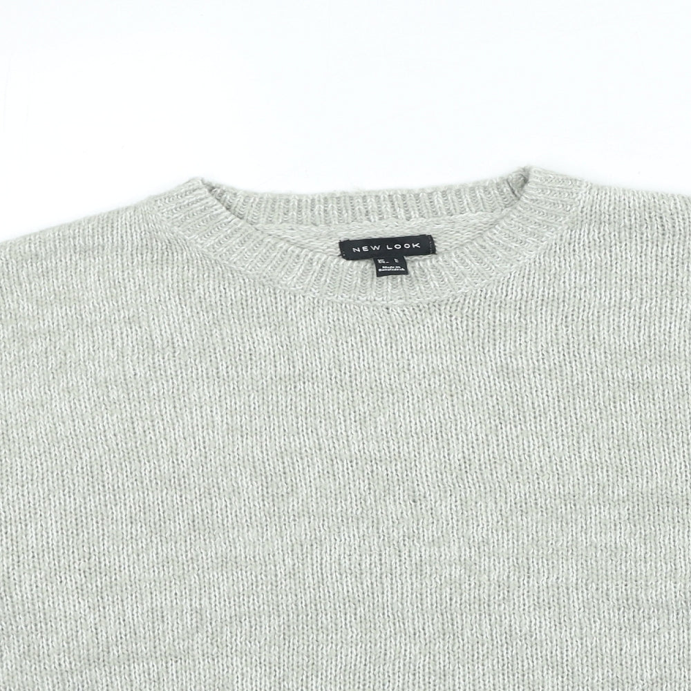 New Look Womens Grey Round Neck Acrylic Pullover Jumper Size L