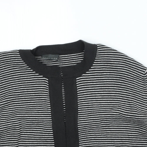 Alex & Co. Womens Black Round Neck Striped Acrylic Cardigan Jumper Size 20