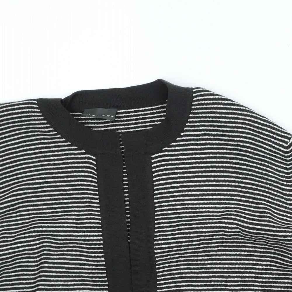 Alex & Co. Womens Black Round Neck Striped Acrylic Cardigan Jumper Size 20