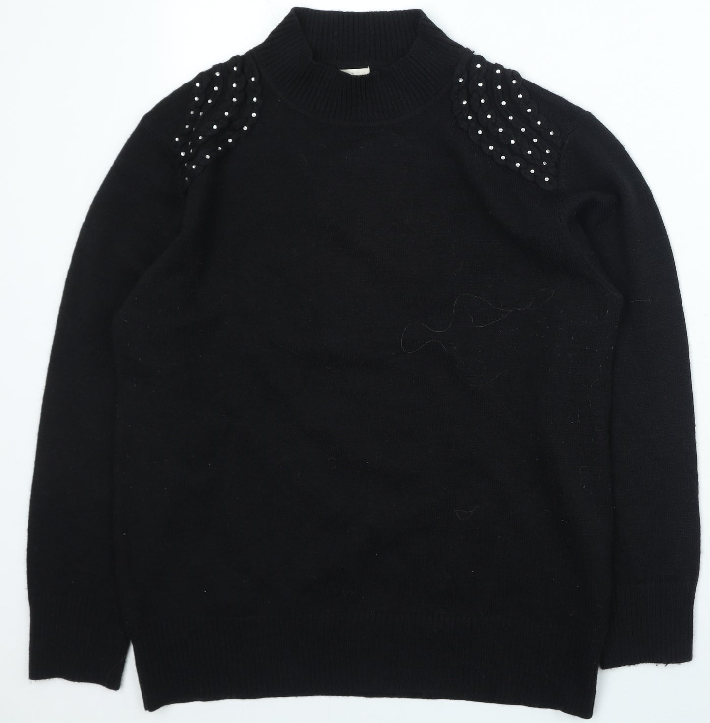 Paramour Womens Black High Neck Acrylic Pullover Jumper Size M