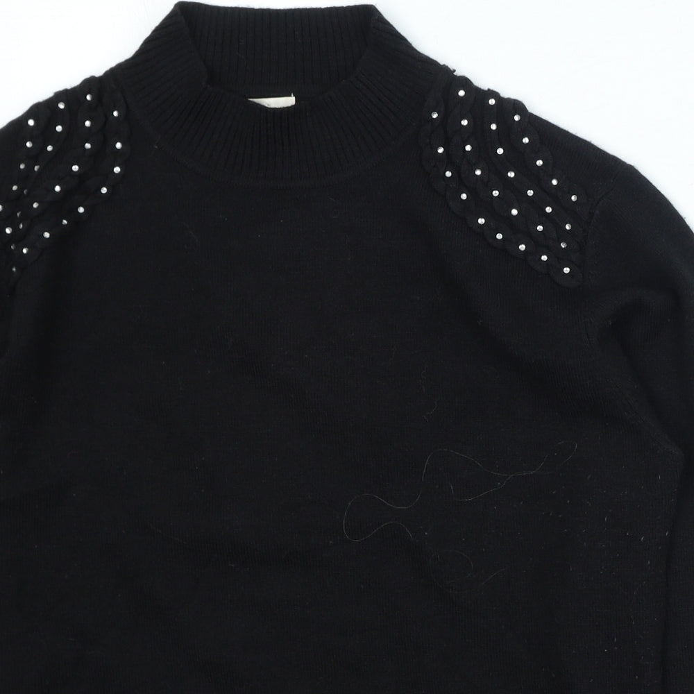 Paramour Womens Black High Neck Acrylic Pullover Jumper Size M