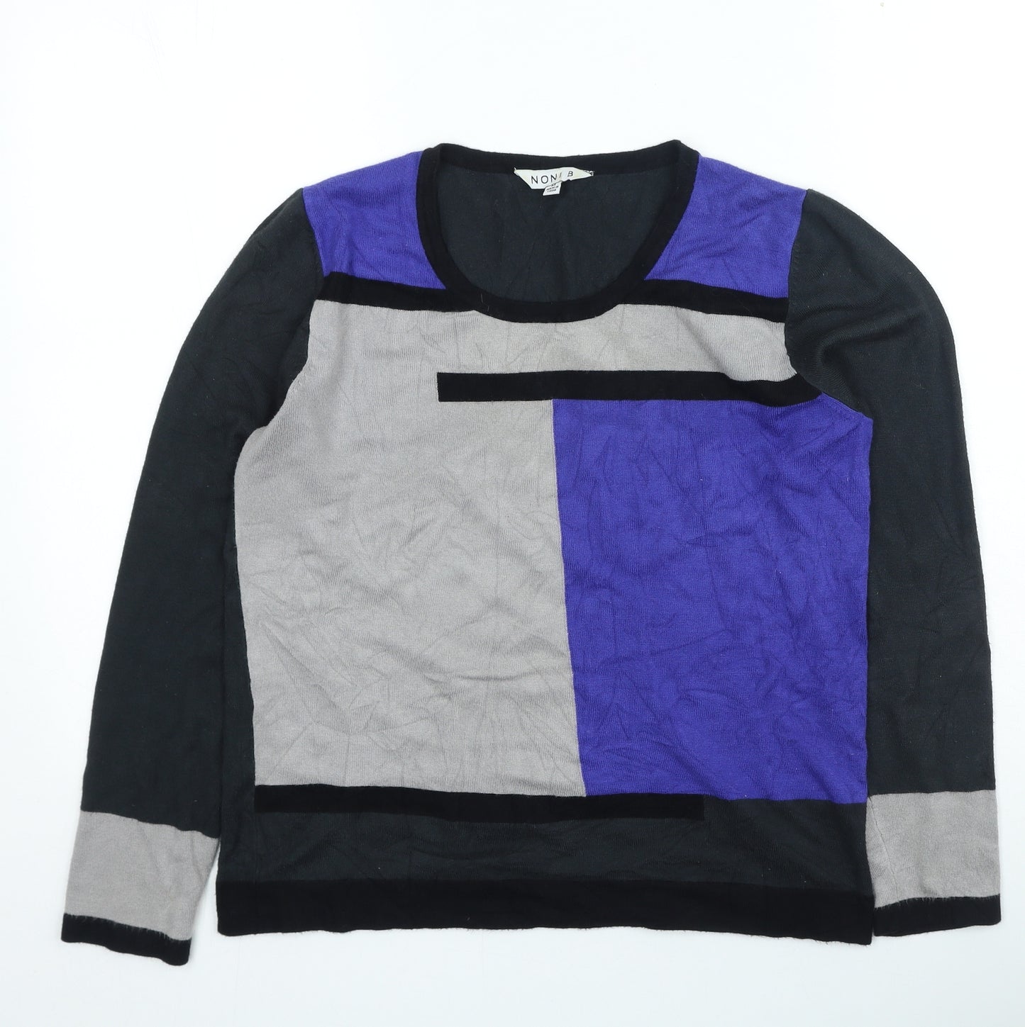 Noni B Womens Multicoloured Round Neck Geometric Acrylic Pullover Jumper Size M