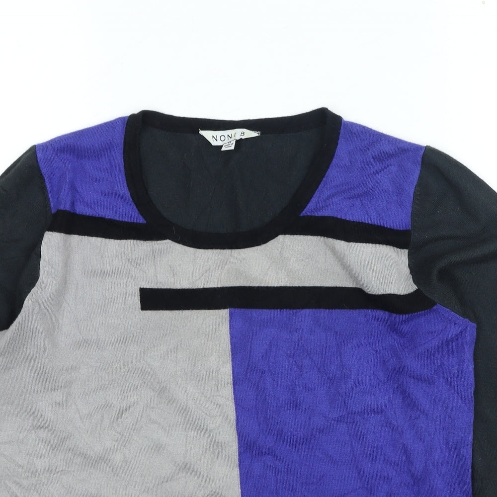 Noni B Womens Multicoloured Round Neck Geometric Acrylic Pullover Jumper Size M