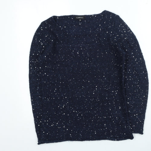 Caroll Womens Blue Round Neck Acrylic Pullover Jumper Size 38