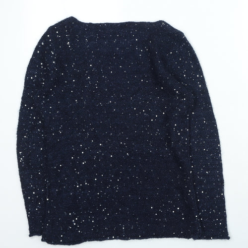 Caroll Womens Blue Round Neck Acrylic Pullover Jumper Size 38