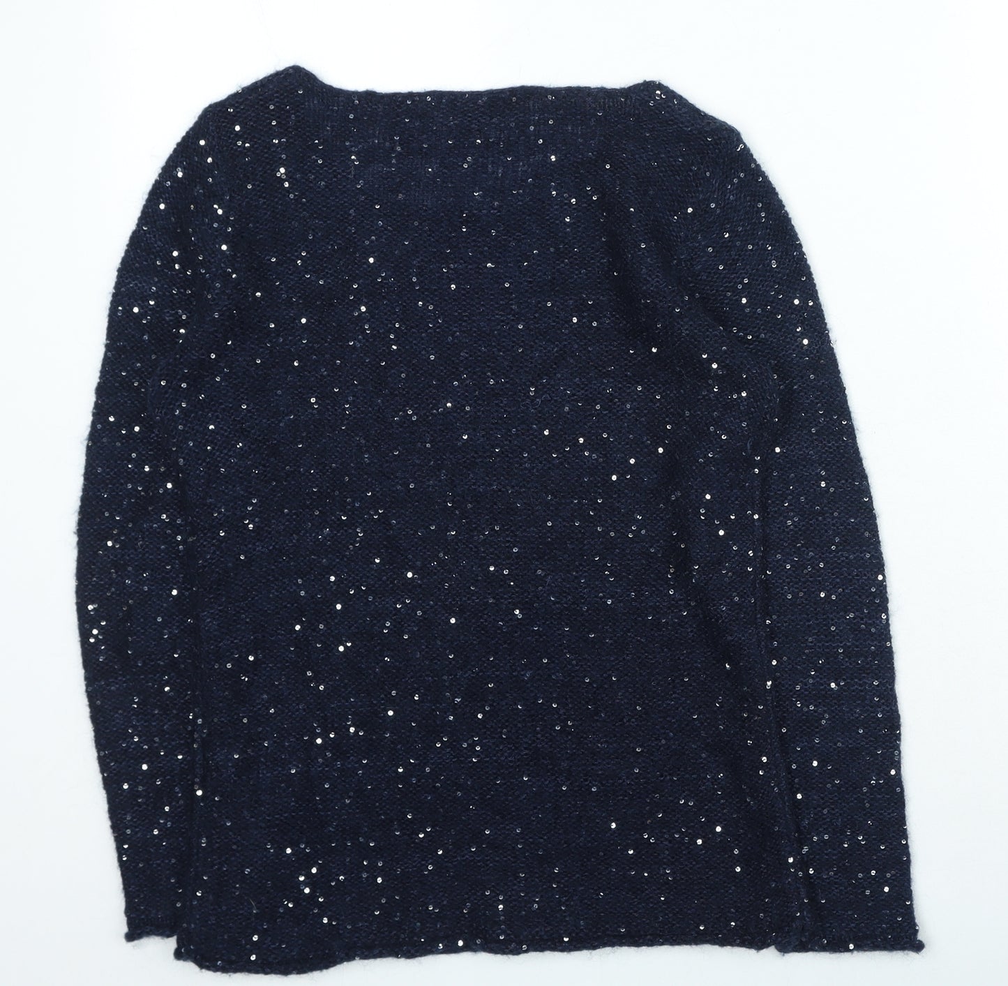 Caroll Womens Blue Round Neck Acrylic Pullover Jumper Size 38