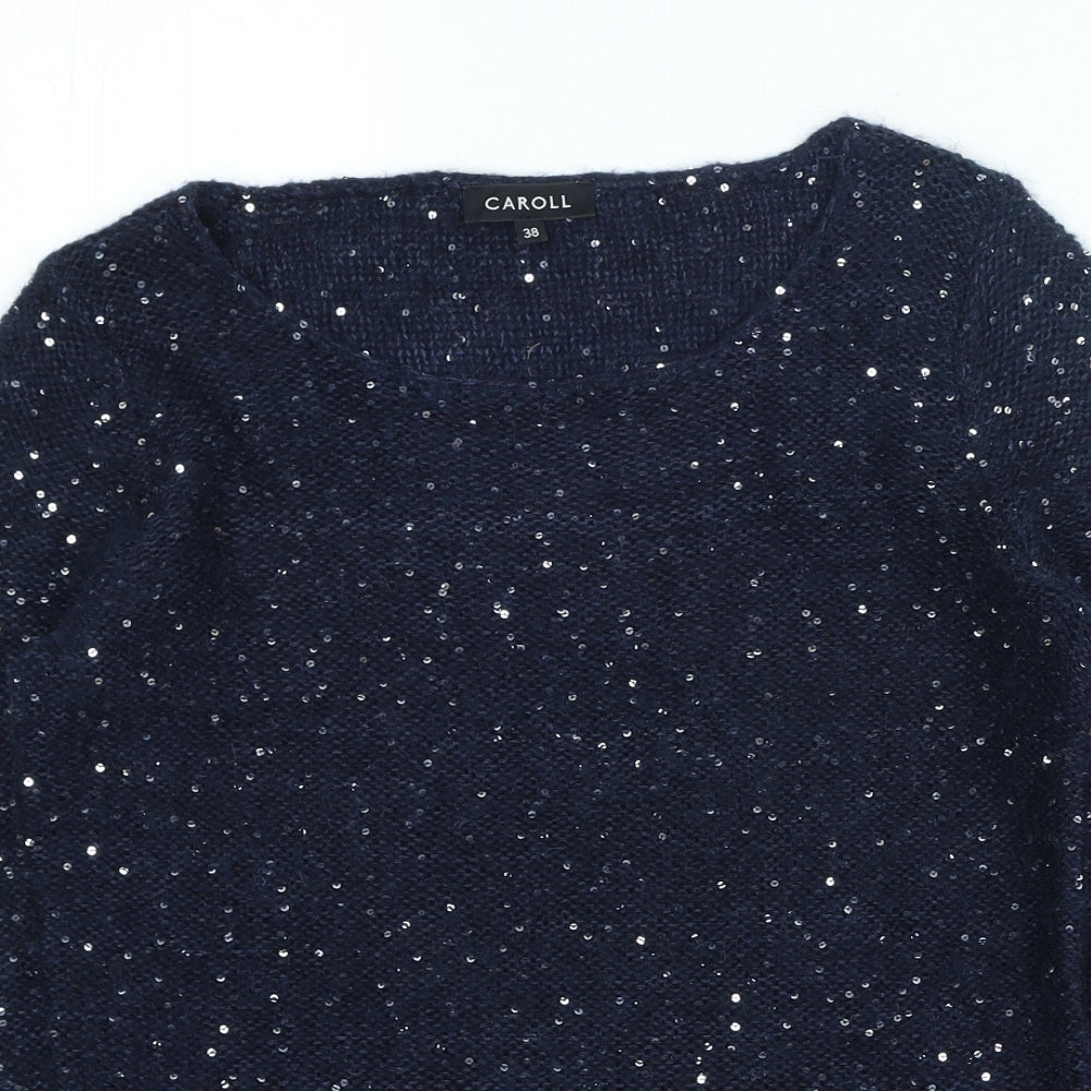 Caroll Womens Blue Round Neck Acrylic Pullover Jumper Size 38